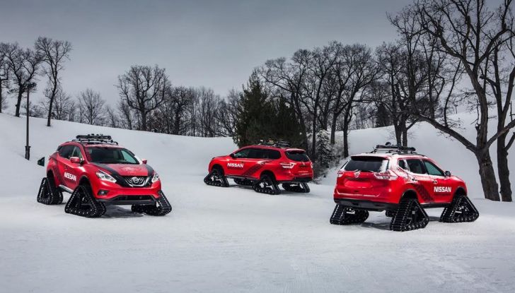 Nissan Winter Warriors, le Pathfinder, Murano e Rogue con i cingoli - Foto 1 di 5