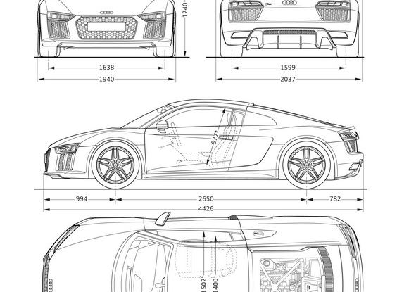 Audi R8 V10 plus coupé dimensioni