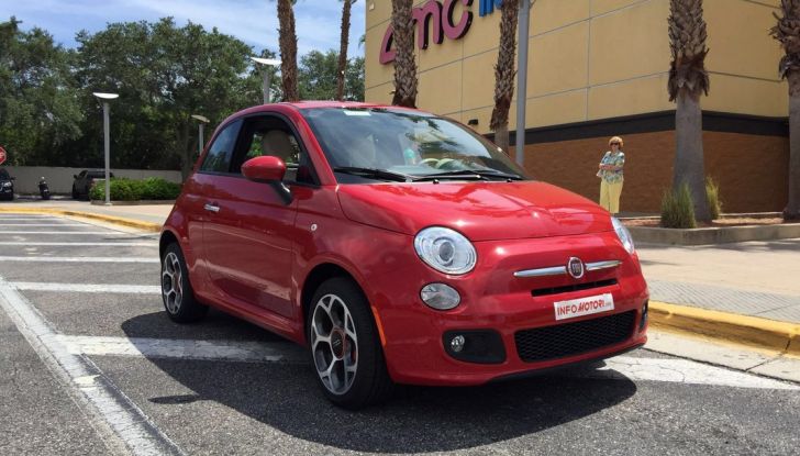 Fiat 500, prova su strada, vista anteriore laterale destra.