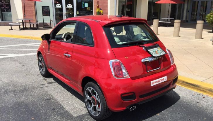 Fiat 500, prova su strada, 3/4 laterale posteriore.