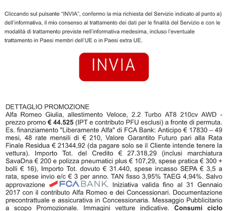 Alfa Romeo Giulia Veloce promozione