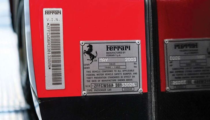 la ferrari enzo di tommy hilfiger finisce all'asta codice VIN