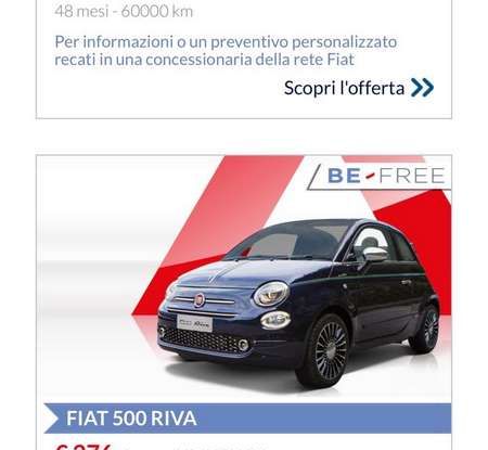 Fiat 500 in affitto con canoni da 199 per 1.2 POP a 276 euro per 500 Riva con Fiat Be Free - Foto 8 di 11