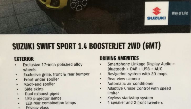 Nuova Suzuki Swift Sport 2018, peso piuma da 140CV - Foto 32 di 34