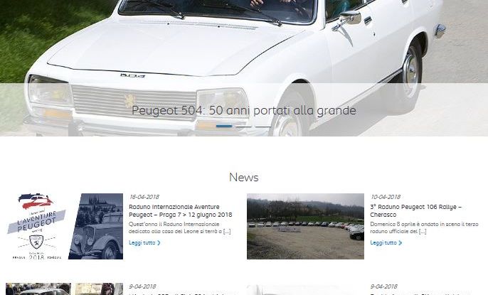 Nuovo portale WEB per i 20 anni  del Club Storico Peugeot Italia - Foto 1 di 3
