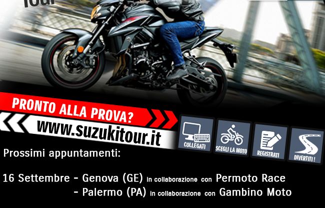 Suzuki DemoRide Tour 2017: 16 e 17 settembre a Genova, Palermo e Trapani - Foto 1 di 5