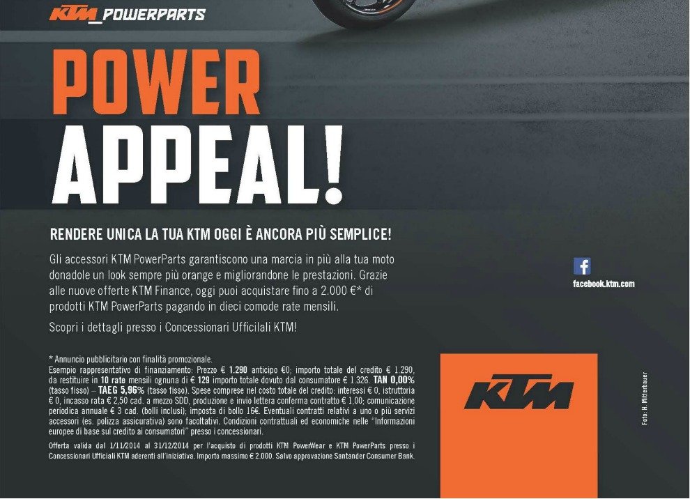 KTM, accessori in promozione fino a 2.000 euro a tasso zero - Foto 4 di 4