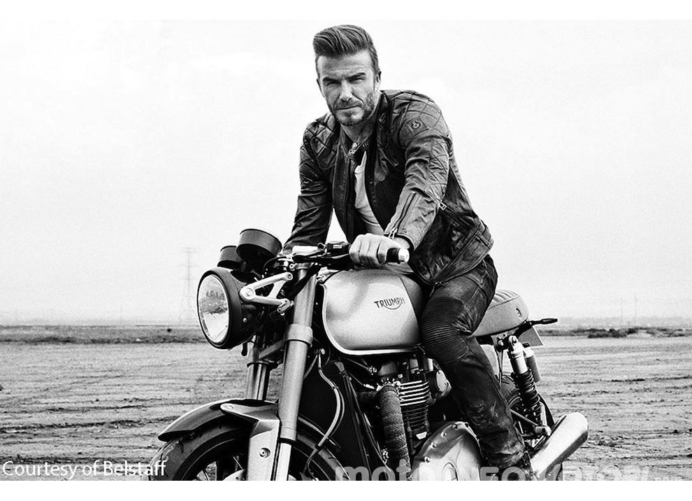 Nuova Triumph Bonneville 1100 sul set di Outlaws con David Beckham