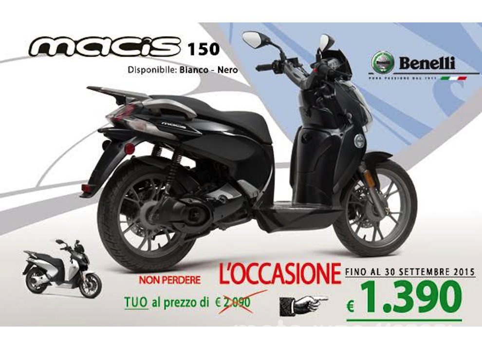 Promozione sugli scooter Benelli ZenZero 350 e Macis 150
