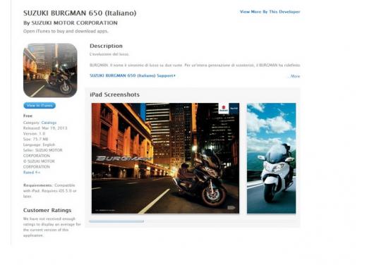 Suzuki Burgman 650 esordisce sull’Apple Store