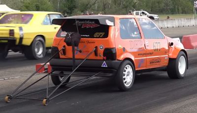 La Fiat Uno da 600 CV usata per il drag racing