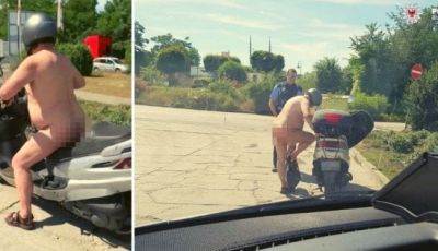 Nudo in scooter per combattere il caldo: la polizia lo ferma