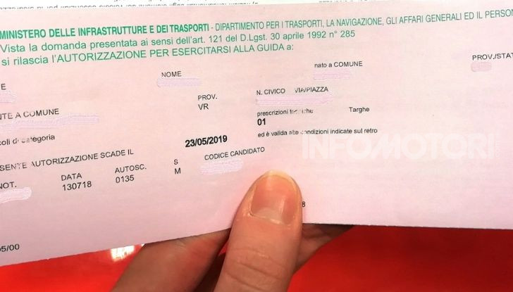 Foglio rosa: con il riporto dell’esame di teoria dura 12 mesi - Foto 2 di 10