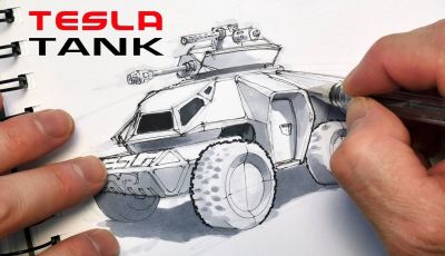 Tesla: ecco il disegno di Eric Strebel per un carro armato elettrico