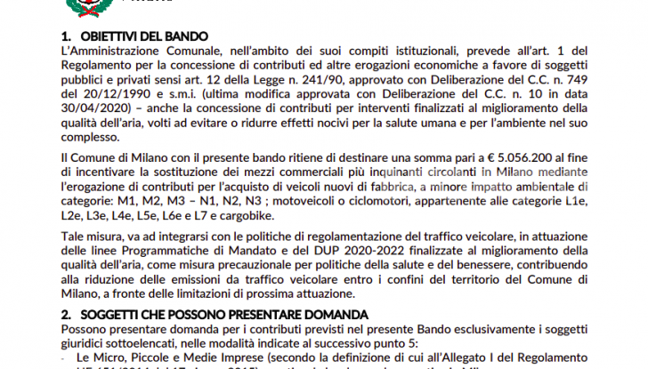 Bando sostituzione veicoli commerciali