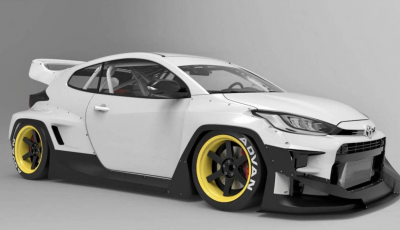 Toyota Yaris diventa una macchina da corsa col kit Rocket Bunny