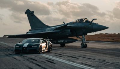 Bugatti Chiron Pur Sport contro Dassault Rafale: chi vince in accelerazione?