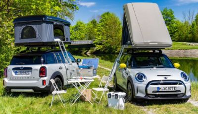 Un’idea per il campeggio? La tenda da tetto per Mini Cooper SE e Countryman