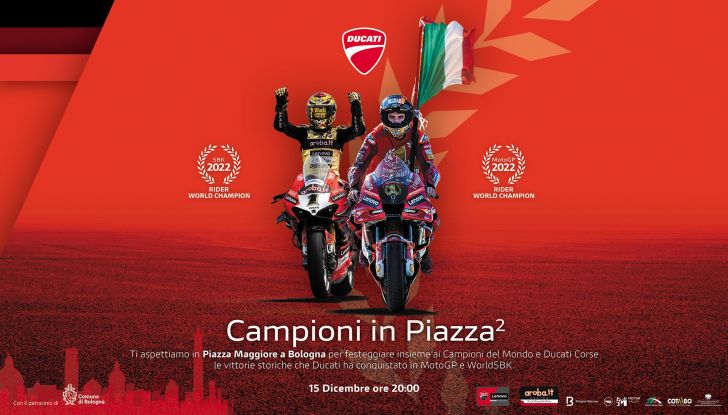 Campioni in Piazza: il 15 dicembre Ducati festeggia i Titoli MotoGP e SBK - Foto 1 di 14