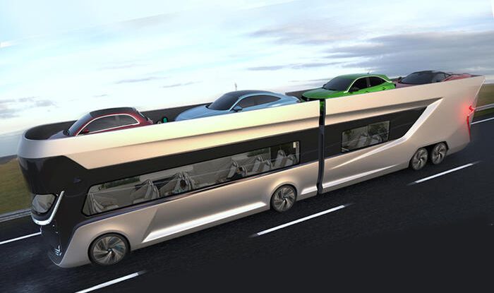 Symone, la bisarca per auto che diventa un autobus di lusso - Foto 3 di 5