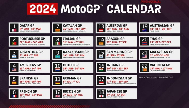 Calendario MotoGP 2024
