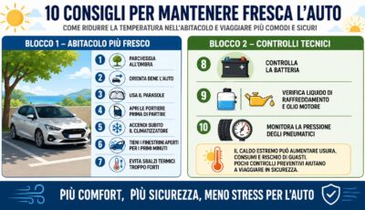 Caldo in auto: 10 consigli di Infomotori per viaggiare freschi e sicuri in estate