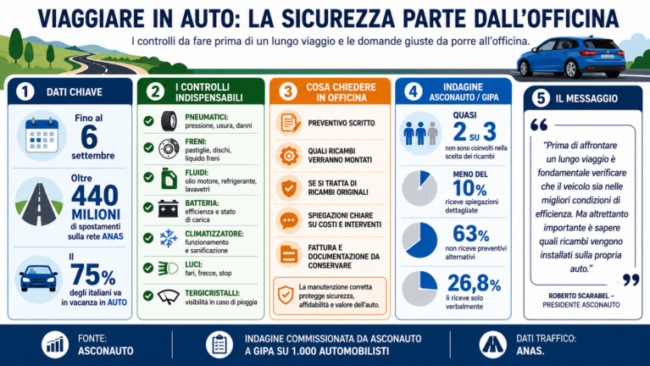 Viaggi in auto: i controlli da fare prima di partire per evitare guasti e rischi